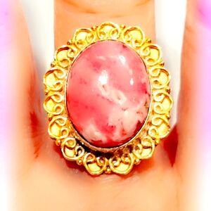Rhodochrosite Sterling Silver 925 Gemstone Ring